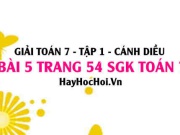 Giải bài 5 trang 54 Toán 7 Tập 1 SGK Cánh Diều
